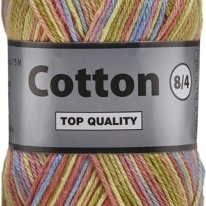 Lammy cotton 8/4, multifarvet, grønne, brune og blå farver, 50 g, nr. 634