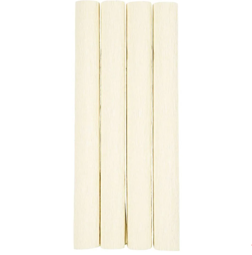 Crepe papir, 4 ark, råhvid