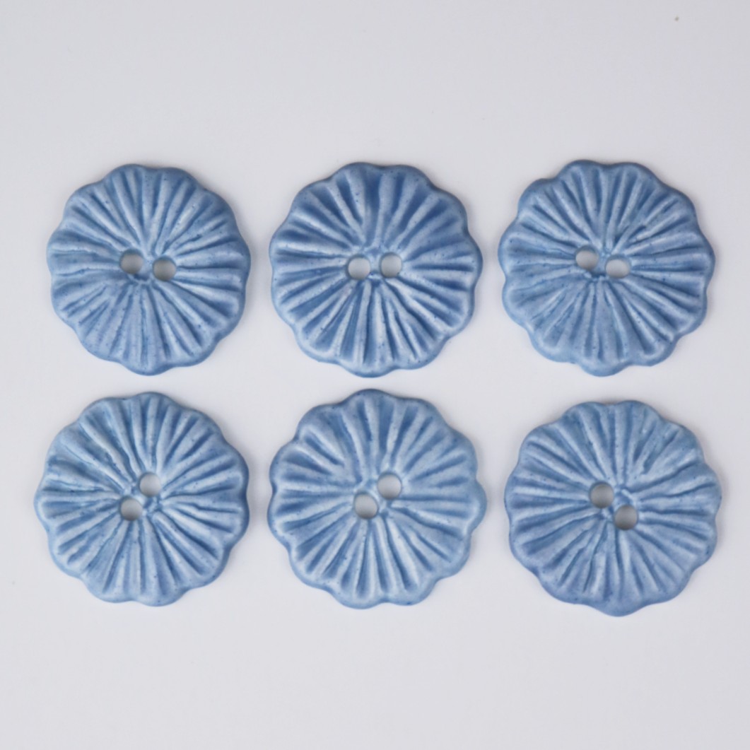 Håndlavede knapper, 6 stk, blå, 'Himmeldrøm', nr. 12