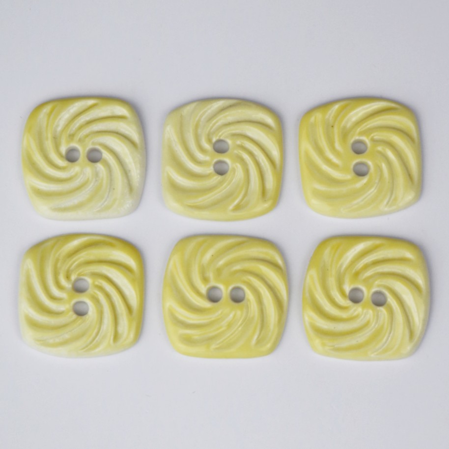 Håndlavede knapper, 6 stk, gul, 'Citrus vind', nr. 13