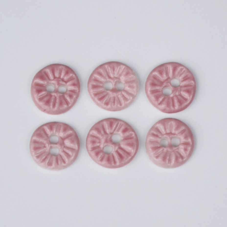 Håndlavede knapper, 6 stk, lyserød, 'Rosa mini paradis', nr. 18