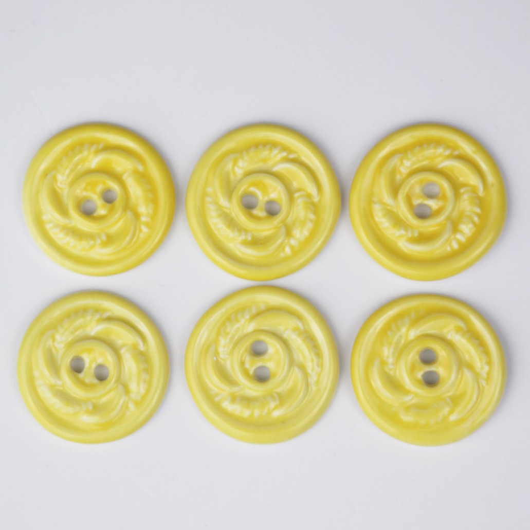 Håndlavede knapper, 6 stk, gul, 'Citrus høst', nr. 24