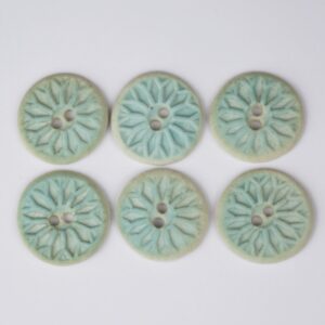 Håndlavede keramik knapper, 6 stk, blå mint, 'Strand stjerne', nr. 25
