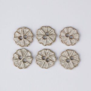 Håndlavede keramik knapper, 6 stk, beige 'Rustik mini', nr. 26