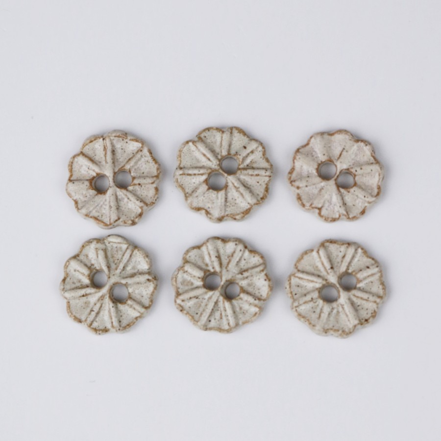 Håndlavede knapper, 6 stk, beige 'Rustik mini', nr. 26