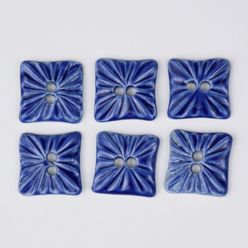 Håndlavede knapper, 6 stk, blå, 'Royal kontur', nr. 27