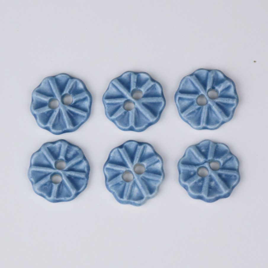 Håndlavede knapper, 6 stk, blå, 'Mini himmel', nr. 8