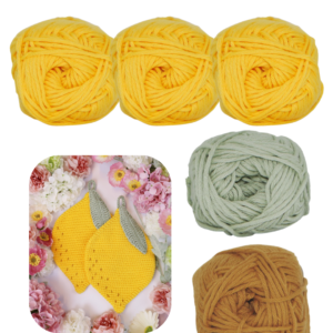 Materialer til Niahs Citron Grydelapper