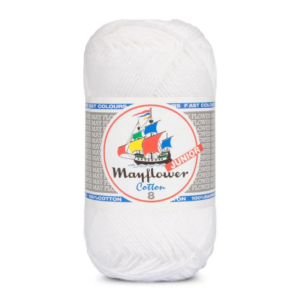 Mayflower Cotton Junior 8/4, Hvid, 50 g, nr. 1402