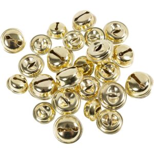 Bjælder, 13+15+17 mm, guld, 24 stk ass.